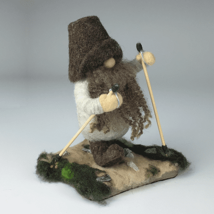 Alternative view of Felted Hiking Gnome