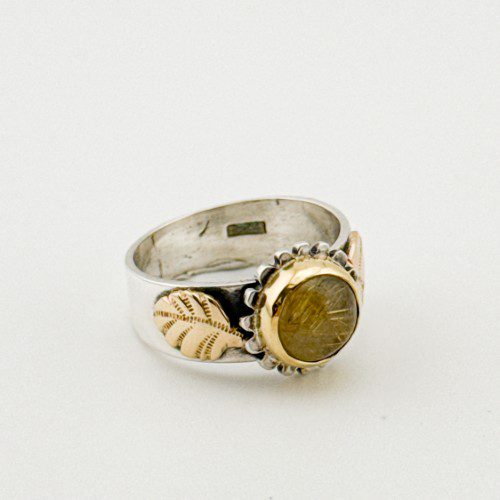Rutilated Quartz Two Tone Ring