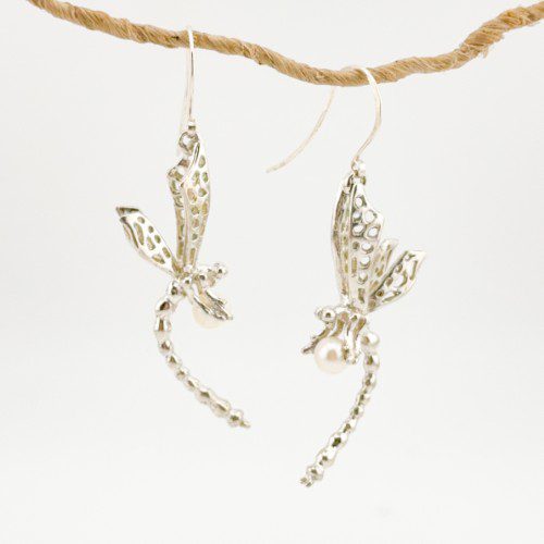 Dragonfly with Pearl Earrings