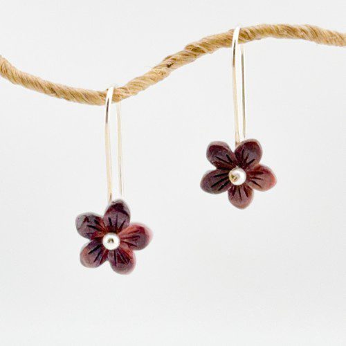 Alternative view of Carved Wampum Flower Earrings