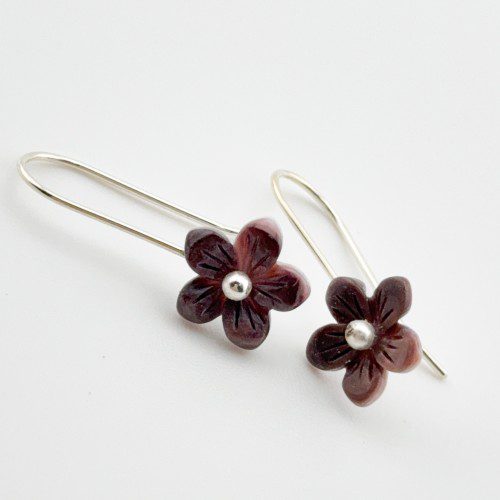 Carved Wampum Flower Earrings