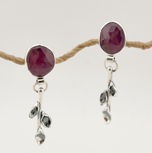 Rose Cut Pink Sapphire Earrings