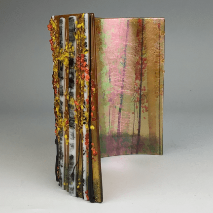 Alternative view of Fall Glass Birches Candle Shield
