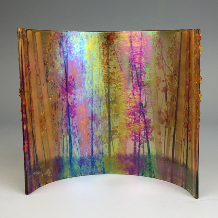 Fall Glass Birches Candle Shield - Image 3