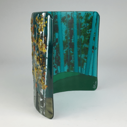 Alternative view of Fall Glass Birches Candle Shield