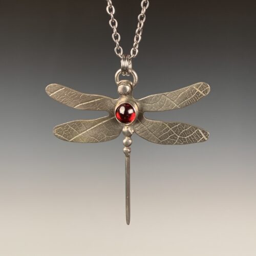 Alternative view of Dragonfly Necklace with Garnet