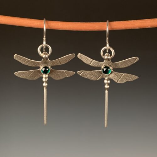 Dragonfly Earrings with Emerald