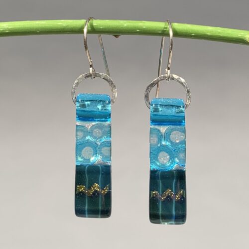 Teal Dichroic Glass Earrings