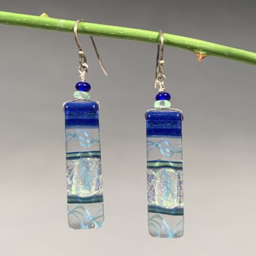 Blue and Teal Dichroic Earrings