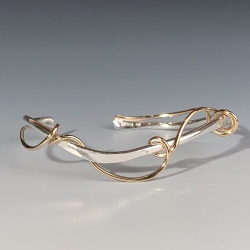 Gold Vine-Wrapped Silver Bracelet