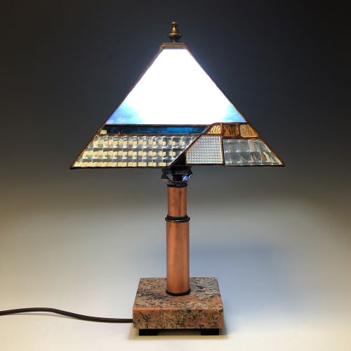 Small stained deals glass table lamp