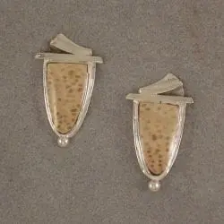 Petrified Palmwood, Post Earrings