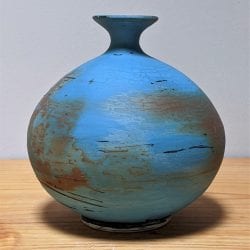 David-Ernster-Porelain-round-vase-with-blue-terra-sig-7.5hx6.51