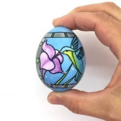 Stained Glass Hummingbird and Butterfly Egg