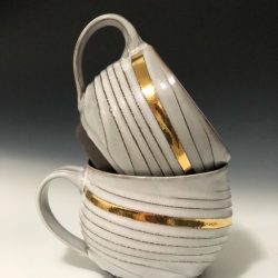 Ceramic White & Gold Santa Serving Bowl (or Planter) & Coffee Mug - James  Ascher